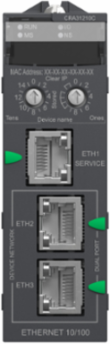 Modicon X80 Ethernet Remote I/O Drop Module, 3 Ports, IP20