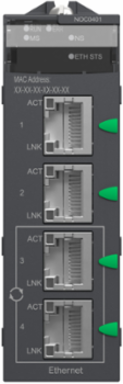 Modicon M340 Ethernet TCP/IP Network Module, 4 x RJ45, IP20, 555mA