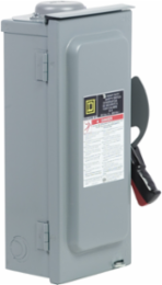 Safety switch, heavy duty, fusible, 30A, 600VAC/VDC, 3 poles, 20HP, NEMA 3R, bolt on provision