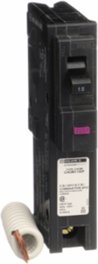 Homeline Mini Circuit Breaker, 15A, 1 Pole, 120V AC, 10kA AIR, Plug-On