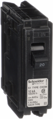 Homeline Mini Circuit Breaker, 20A, 1 Pole, 120/240V AC, 10 kA AIR