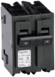 Miniature Circuit Breaker, 15A, 2 Pole, 120/240V AC, 10kA AIR, Plug-On