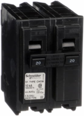 Miniature Circuit Breaker 20A 2 Pole 120/240V AC 10kA Plug-On
