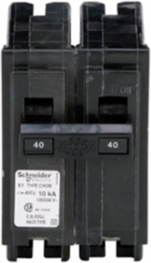 Homeline Mini Circuit Breaker, 40A 2 Pole, 120/240V AC, 10kA