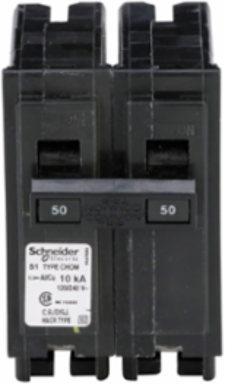 Miniature Circuit Breaker, 50A, 2 Pole, 120/240V AC, 10kA AIR, Plug-On