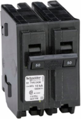 Miniature Circuit Breaker, 50A, 2 Pole, 120/240V AC, 10kA AIR, Plug-On