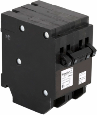 Homeline Quad Tandem Circuit Breaker, 2 x 15A, 1 x 40A, 120/240V, 10kA AIR