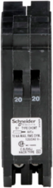 Homeline Tandem Circuit Breaker, 2 x 1 Pole 20A, 120/240V, 10kA AIR