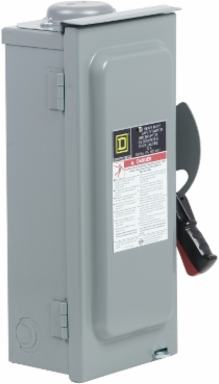 Safety switch, heavy duty, non fusible, 30A, 600VAC/VDC, 3 poles, 30HP, NEMA 3R, bolt on provision