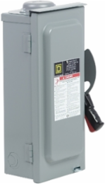 Safety switch, heavy duty, non fusible, 30A, 600VAC/VDC, 3 poles, 30HP, NEMA 3R, bolt on provision