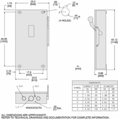 General Duty Safety Switch 400A 240VAC 2 Pole 3 Wire Type 1