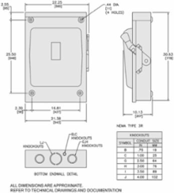 General Duty Safety Switch, 400A, 240VAC, 2 Pole, NEMA 3R
