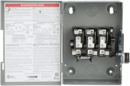 General Duty Fusible Safety Switch 3 Pole 30A 240VAC NEMA 1