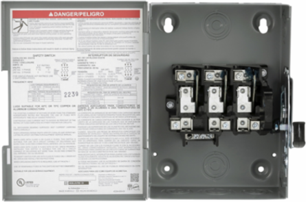 General Duty Fusible Safety Switch 3 Pole 30A 240VAC NEMA 1