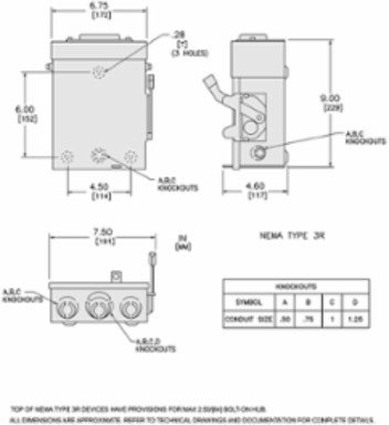General Duty Safety Switch, 3 Pole, 30A, 240VAC, Type 3R, 4 Wire