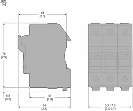 TeSys DF Modular Fuse Carrier, 3P, 30A, 600V, Compact 52.5mm