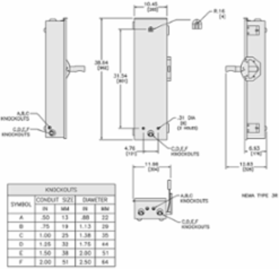 Double Throw Safety Switch 60A 600V 3 Pole NEMA 3R Fusible