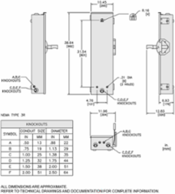 Double Throw Safety Switch, 100A, 600V, 3 Pole, NEMA 3R