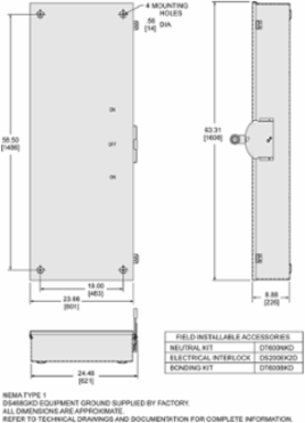 Double Throw Safety Switch 600A 240V AC 3 Pole NEMA 1