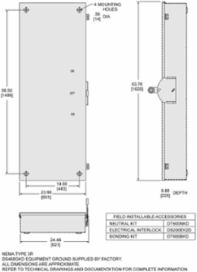 Double Throw Safety Switch 600A 240VAC 250VDC 3-Pole NEMA 3R