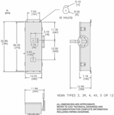 Double Throw Safety Switch, 60A, 600V, 3 Pole, NEMA 4, 304 Steel