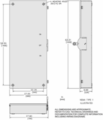 Double Throw Safety Switch 600A, 4 Pole, NEMA 1, Non-Fusible