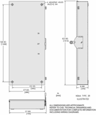 Double Throw Safety Switch 600A 240VAC 4 Pole NEMA 3R