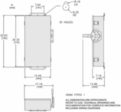 Double Throw Safety Switch 100A 600V 4 Pole NEMA 1
