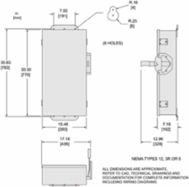 Double Throw Safety Switch, 100A, 600V, 6 Pole, NEMA 12
