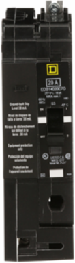 Mini Circuit Breaker 20A 1 Pole 277V AC Bolt-On 30mA Ground Fault