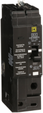 Mini Circuit Breaker 20A 1 Pole 277V AC Bolt-On 30mA Ground Fault