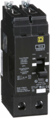 Mini Circuit Breaker 15A, 2 Pole, 480Y/277 VAC, Bolt-On, 25 kA Max