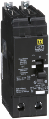 Mini Circuit Breaker 40A, 2 Pole, 480Y/277 VAC, Bolt-On, 25 kA Max