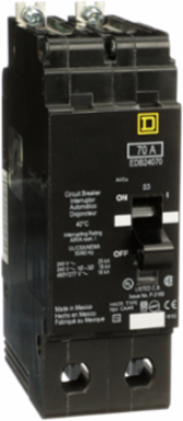 Mini Circuit Breaker 70A, 2 Pole, 480Y/277 VAC, Bolt-On, 25 kA Max