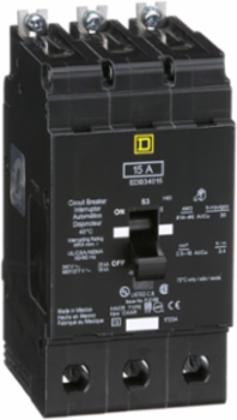 Mini Circuit Breaker, 15A, 3 Pole, 480Y/277V, 25 kA Max, Bolt-On