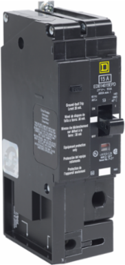Miniature Circuit Breaker 15A 1 Pole 277V AC Bolt-On GFCI 30mA