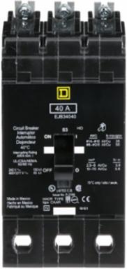 Miniature Circuit Breaker, 40A, 3 Pole, 480Y/277 VAC, 100 kA Max, Bolt-On