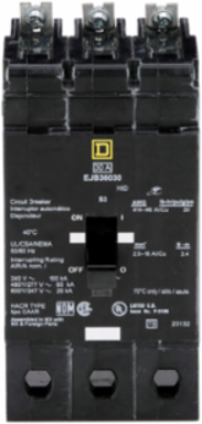 Mini Circuit Breaker, 30A, 3 Pole, 600Y/347 VAC, Bolt-On, 100 kA Max