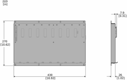 backplane PowerLogic BP260/N9 wall-mount T500 internal bus with 9 slots for hot-swappable modules