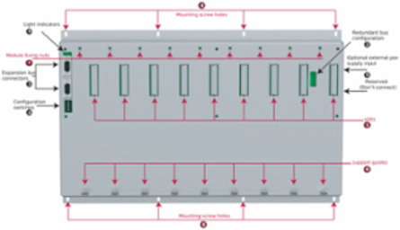 backplane PowerLogic BP260/N9 wall-mount T500 internal bus with 9 slots for hot-swappable modules