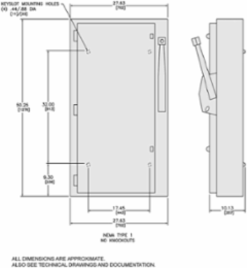 Heavy Duty Safety Switch, 400A, 2 Pole, Fusible Disconnect, NEMA 1