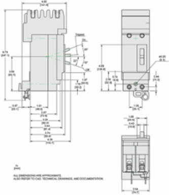 PowerPact H Circuit Breaker, 15A, 2 Pole, 600VAC, 14kA, I-Line