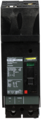 PowerPact H Circuit Breaker, 100A, 2-Pole, 600VAC, 25kA Breaking Capacity