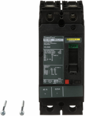 PowerPact H Circuit Breaker, 40A, 2 Pole, 600VAC, 14kA, Thermal-Magnetic, Lug