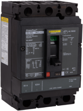 PowerPact H Circuit Breaker, 50A, 3 Poles, 600VAC, 14kA, Thermal-Magnetic