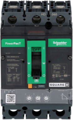 PowerPact H Circuit Breaker, 60A, 3 Pole, 600VAC, 14kA, Micrologic 3.2