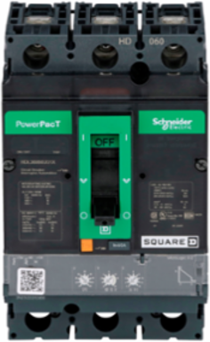 PowerPact H Circuit Breaker, 60A, 3 Pole, 600VAC, 14kA, Micrologic 3.2