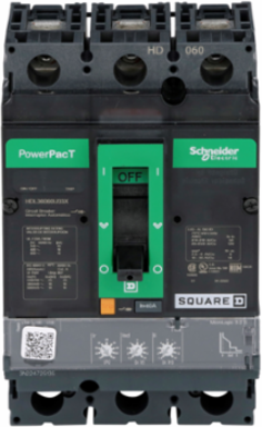 PowerPact H Circuit Breaker, 60A, 3 Pole, 14kA, Micrologic 3.2S