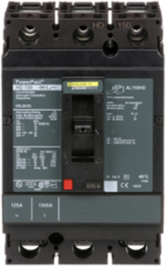 PowerPact H Circuit Breaker, 125A, 3 Pole, 600VAC, Thermal-Magnetic