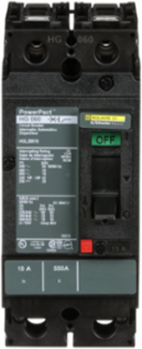 PowerPact H Circuit Breaker, 15A, 2P, 600VAC, Thermal-Magnetic, 80%